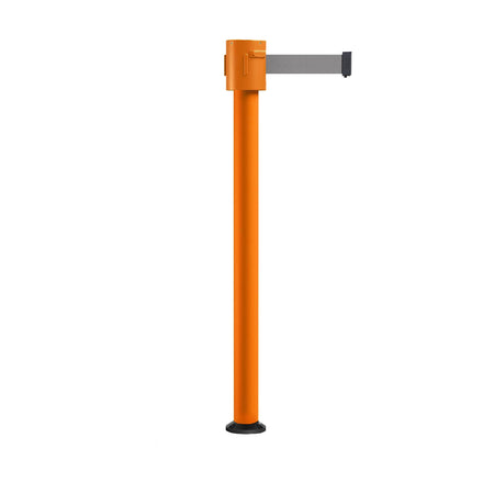 Retractable Belt Barrier Stanchion, Fixed Base, Orange Post, 35 ft Belt - Montour Line MSX760F - Crowd Control Warehouse