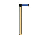 Retractable Belt Barrier Stanchion, Fixed Base, Polished Brass Post, 11 Ft. Belt - Montour Line MX630F - Crowd Control Warehouse