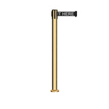 Retractable Belt Barrier Stanchion, Fixed Base, Polished Brass Post, 11 Ft. Belt - Montour Line MX630F - Crowd Control Warehouse