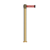 Retractable Belt Barrier Stanchion, Fixed Base, Polished Brass Post, 11 Ft. Belt - Montour Line MX630F - Crowd Control Warehouse