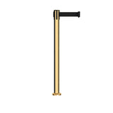 Retractable Belt Barrier Stanchion, Fixed Base, Polished Brass Post, 11 Ft. Belt - Montour Line MX630F - Crowd Control Warehouse