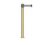 Retractable Belt Barrier Stanchion, Fixed Base, Polished Brass Post, 11 Ft. Belt - Montour Line MX630F - Crowd Control Warehouse