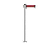 Retractable Belt Barrier Stanchion, Fixed Base, Polished Stainless Steel Post, 11 Ft. Belt - Montour Line MX630F - Crowd Control Warehouse