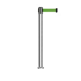 Retractable Belt Barrier Stanchion, Fixed Base, Polished Stainless Steel Post, 11 Ft. Belt - Montour Line MX630F - Crowd Control Warehouse