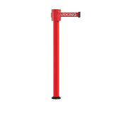 Retractable Belt Barrier Stanchion, Fixed Base, Red Post, 35 ft Belt - Montour Line MSX760F - Crowd Control Warehouse
