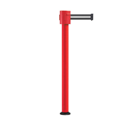 Retractable Belt Barrier Stanchion, Fixed Base, Red Post, 35 ft Belt - Montour Line MSX760F - Crowd Control Warehouse