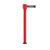 Retractable Belt Barrier Stanchion, Fixed Base, Red Post, 35 ft Belt - Montour Line MSX760F - Crowd Control Warehouse