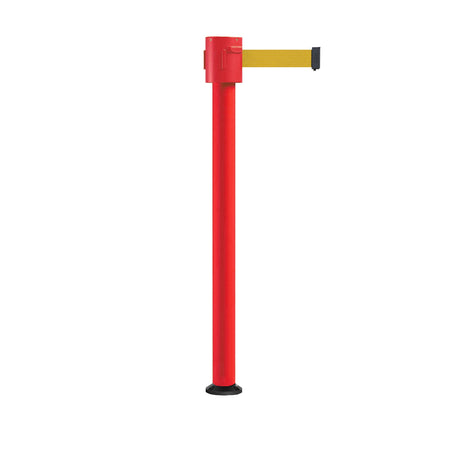 Retractable Belt Barrier Stanchion, Fixed Base, Red Post, 35 ft Belt - Montour Line MSX760F - Crowd Control Warehouse