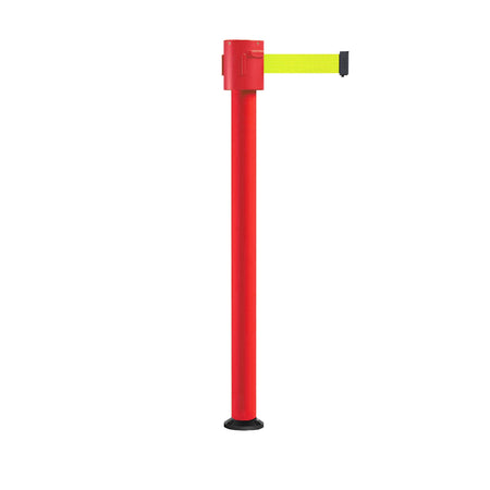 Retractable Belt Barrier Stanchion, Fixed Base, Red Post, 35 ft Belt - Montour Line MSX760F - Crowd Control Warehouse