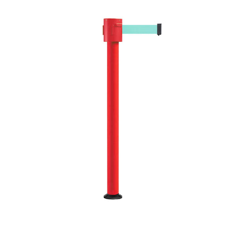 Retractable Belt Barrier Stanchion, Fixed Base, Red Post, 35 ft Belt - Montour Line MSX760F - Crowd Control Warehouse