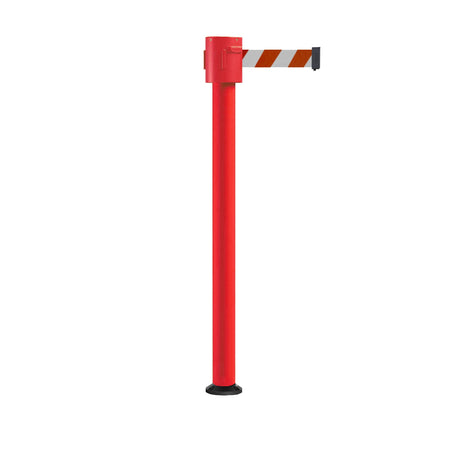 Retractable Belt Barrier Stanchion, Fixed Base, Red Post, 35 ft Belt - Montour Line MSX760F - Crowd Control Warehouse
