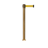 Retractable Belt Barrier Stanchion, Fixed Base, Satin Brass Post, 11 Ft. Belt - Montour Line MX630F - Crowd Control Warehouse