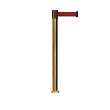 Retractable Belt Barrier Stanchion, Fixed Base, Satin Brass Post, 11 Ft. Belt - Montour Line MX630F - Crowd Control Warehouse