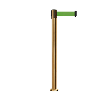 Retractable Belt Barrier Stanchion, Fixed Base, Satin Brass Post, 11 Ft. Belt - Montour Line MX630F - Crowd Control Warehouse