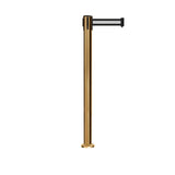 Retractable Belt Barrier Stanchion, Fixed Base, Satin Brass Post, 11 Ft. Belt - Montour Line MX630F - Crowd Control Warehouse