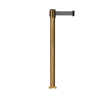 Retractable Belt Barrier Stanchion, Fixed Base, Satin Brass Post, 11 Ft. Belt - Montour Line MX630F - Crowd Control Warehouse