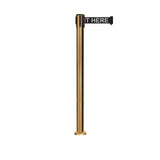 Retractable Belt Barrier Stanchion, Fixed Base, Satin Brass Post, 11 Ft. Belt - Montour Line MX630F - Crowd Control Warehouse