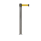 Retractable Belt Barrier Stanchion, Fixed Base, Satin Stainless Steel Post, 11 Ft. Belt - Montour Line MX630F - Crowd Control Warehouse
