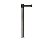 Retractable Belt Barrier Stanchion, Fixed Base, Satin Stainless Steel Post, 11 Ft. Belt - Montour Line MX630F - Crowd Control Warehouse