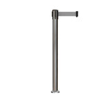 Retractable Belt Barrier Stanchion, Fixed Base, Satin Stainless Steel Post, 11 Ft. Belt - Montour Line MX630F - Crowd Control Warehouse