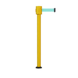 Retractable Belt Barrier Stanchion, Fixed Base, Yellow Post, 35 ft Belt - Montour Line MSX760F - Crowd Control Warehouse