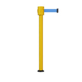 Retractable Belt Barrier Stanchion, Fixed Base, Yellow Post, 35 ft Belt - Montour Line MSX760F - Crowd Control Warehouse