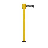 Retractable Belt Barrier Stanchion, Fixed Base, Yellow Post, 35 ft Belt - Montour Line MSX760F - Crowd Control Warehouse