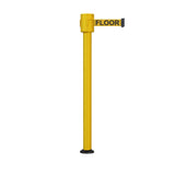 Retractable Belt Barrier Stanchion, Fixed Base, Yellow Post, 35 ft Belt - Montour Line MSX760F - Crowd Control Warehouse