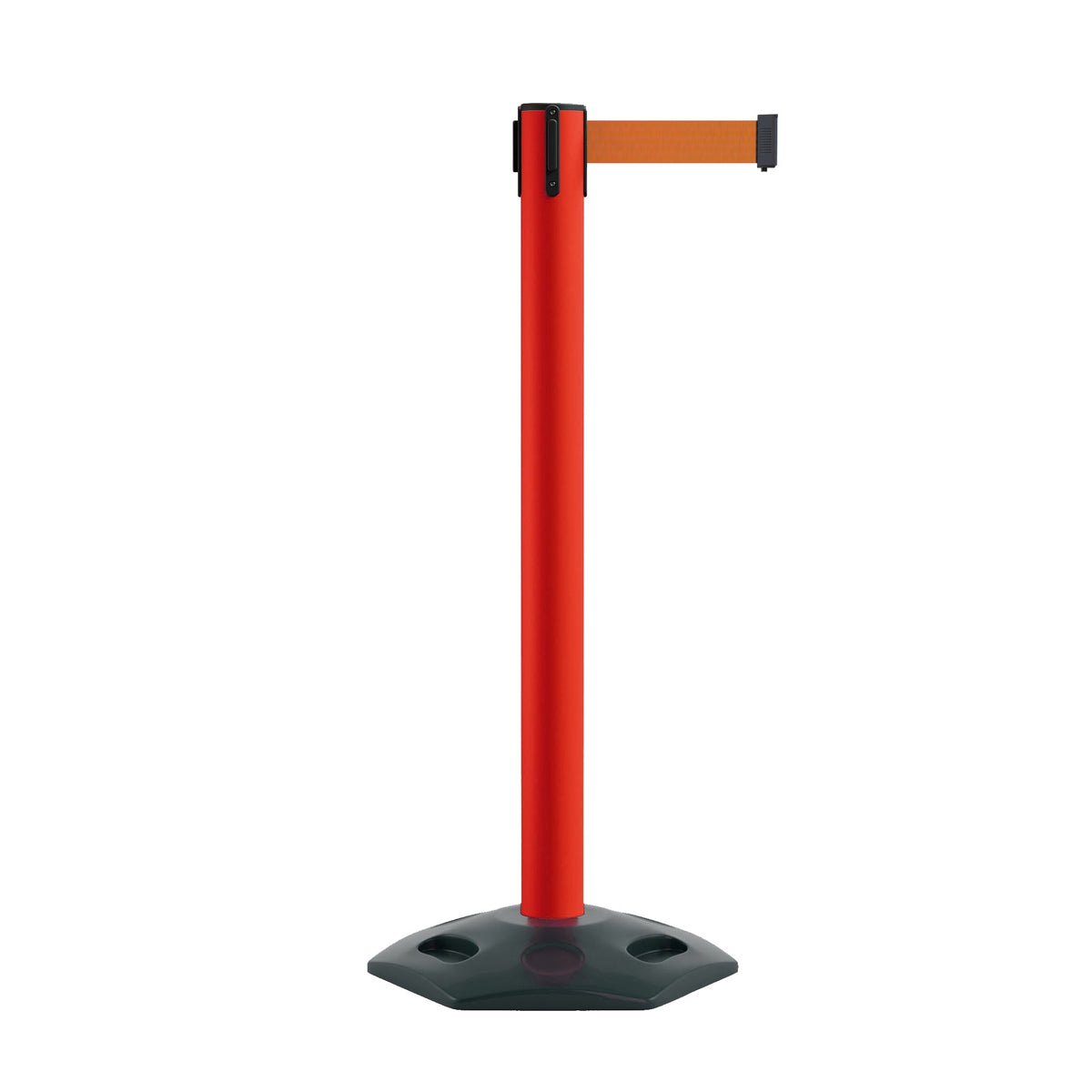 Retractable Belt Barrier Stanchion, Heavy - Duty Rubber Base, 14 ft Belt - Montour Line MSR650 - Crowd Control Warehouse