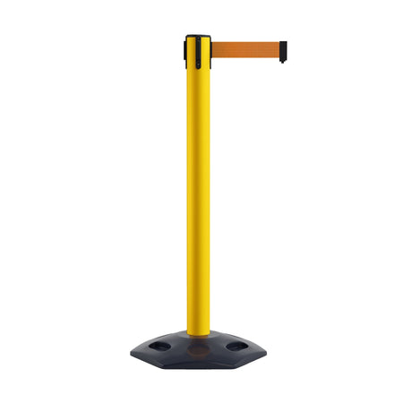 Retractable Belt Barrier Stanchion, Heavy - Duty Rubber Base, 14 ft Belt - Montour Line MSR650 - Crowd Control Warehouse