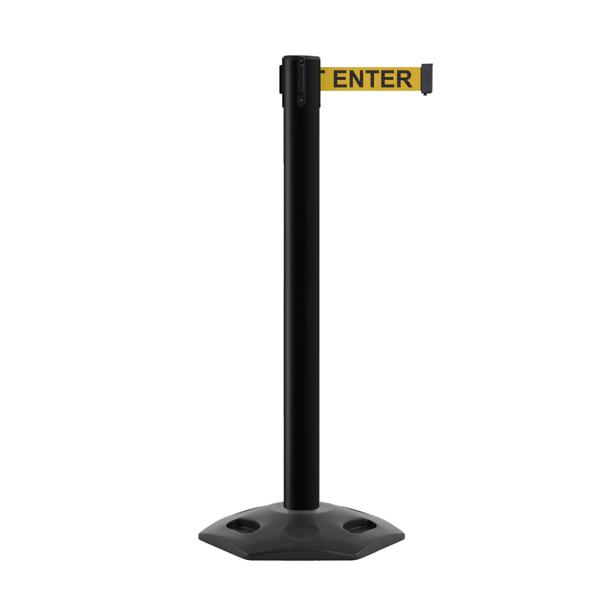 Retractable Belt Barrier Stanchion, Heavy - Duty Rubber Base, 14 ft Belt - Montour Line MSR650 - Crowd Control Warehouse