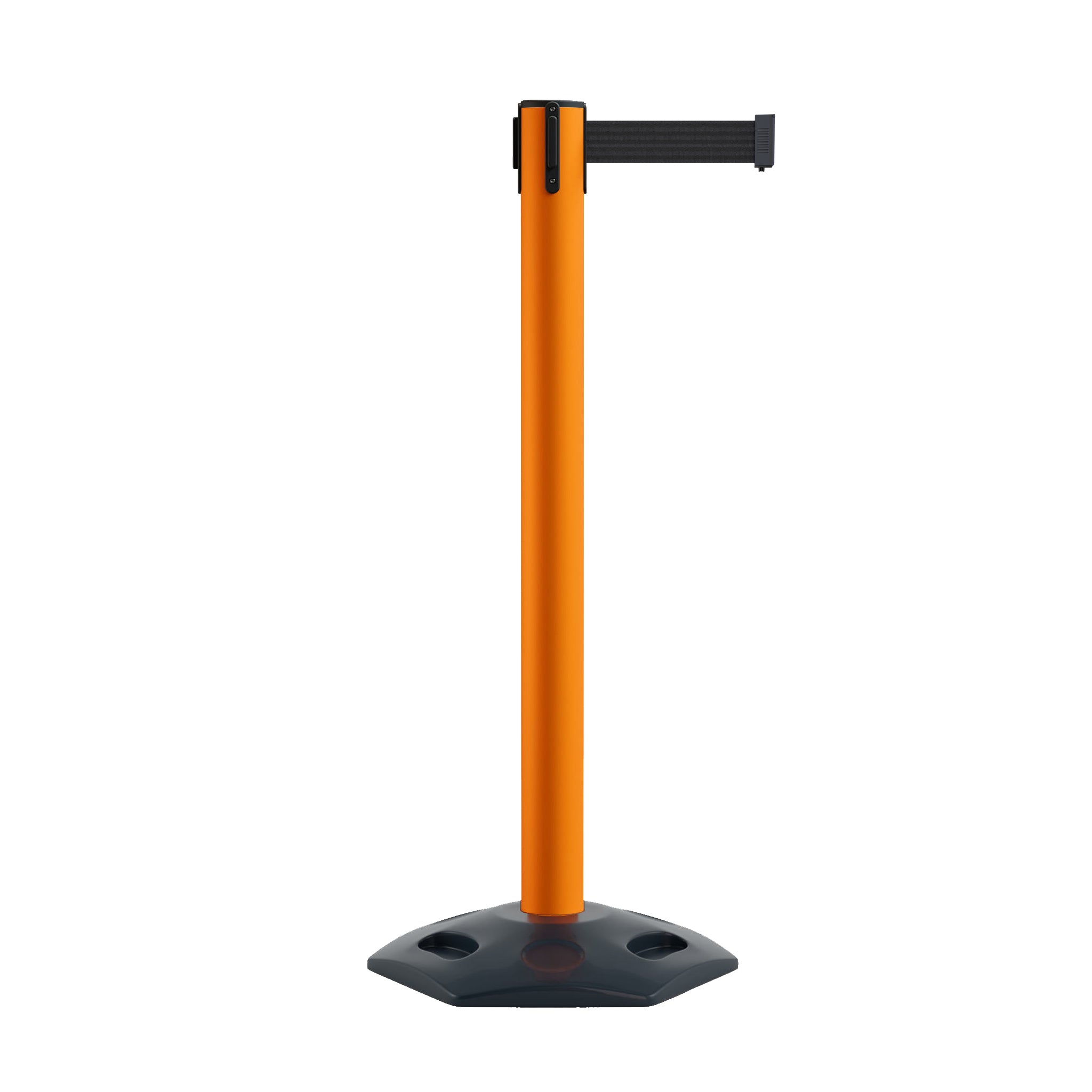 Retractable Belt Barrier Stanchion, Heavy - Duty Rubber Base, 14 ft Belt - Montour Line MSR650 - Crowd Control Warehouse