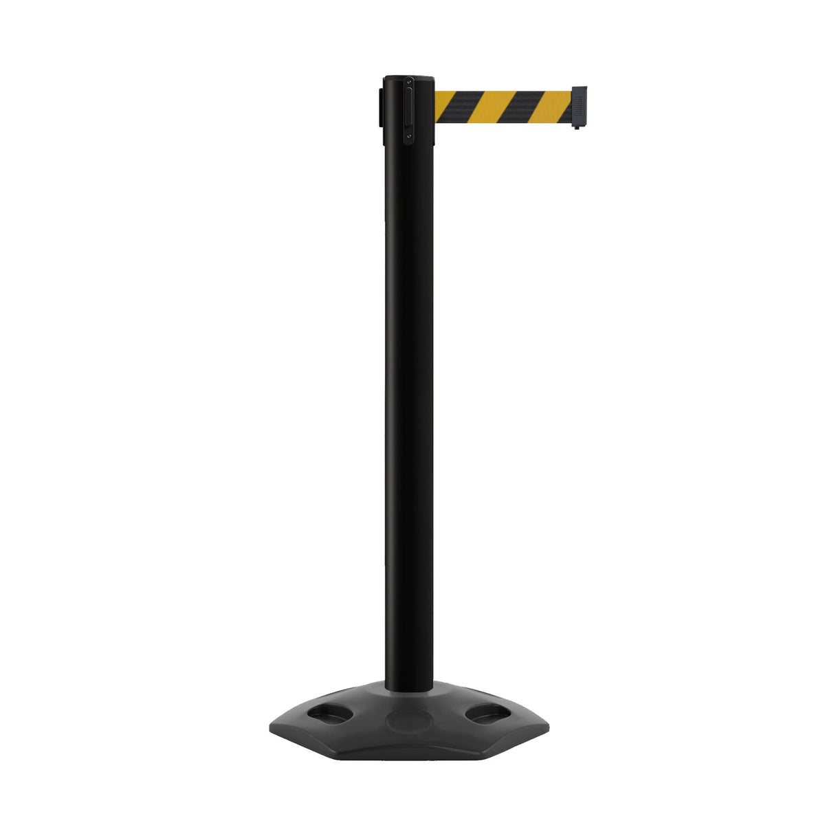 Retractable Belt Barrier Stanchion, Heavy - Duty Rubber Base, 16 ft Belt - Montour Line MSR650 - Crowd Control Warehouse