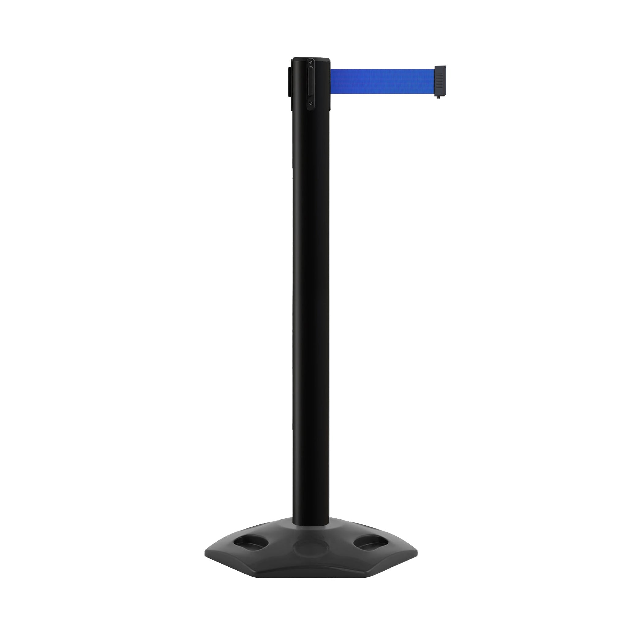 Retractable Belt Barrier Stanchion, Heavy - Duty Rubber Base, 16 ft Belt - Montour Line MSR650 - Crowd Control Warehouse