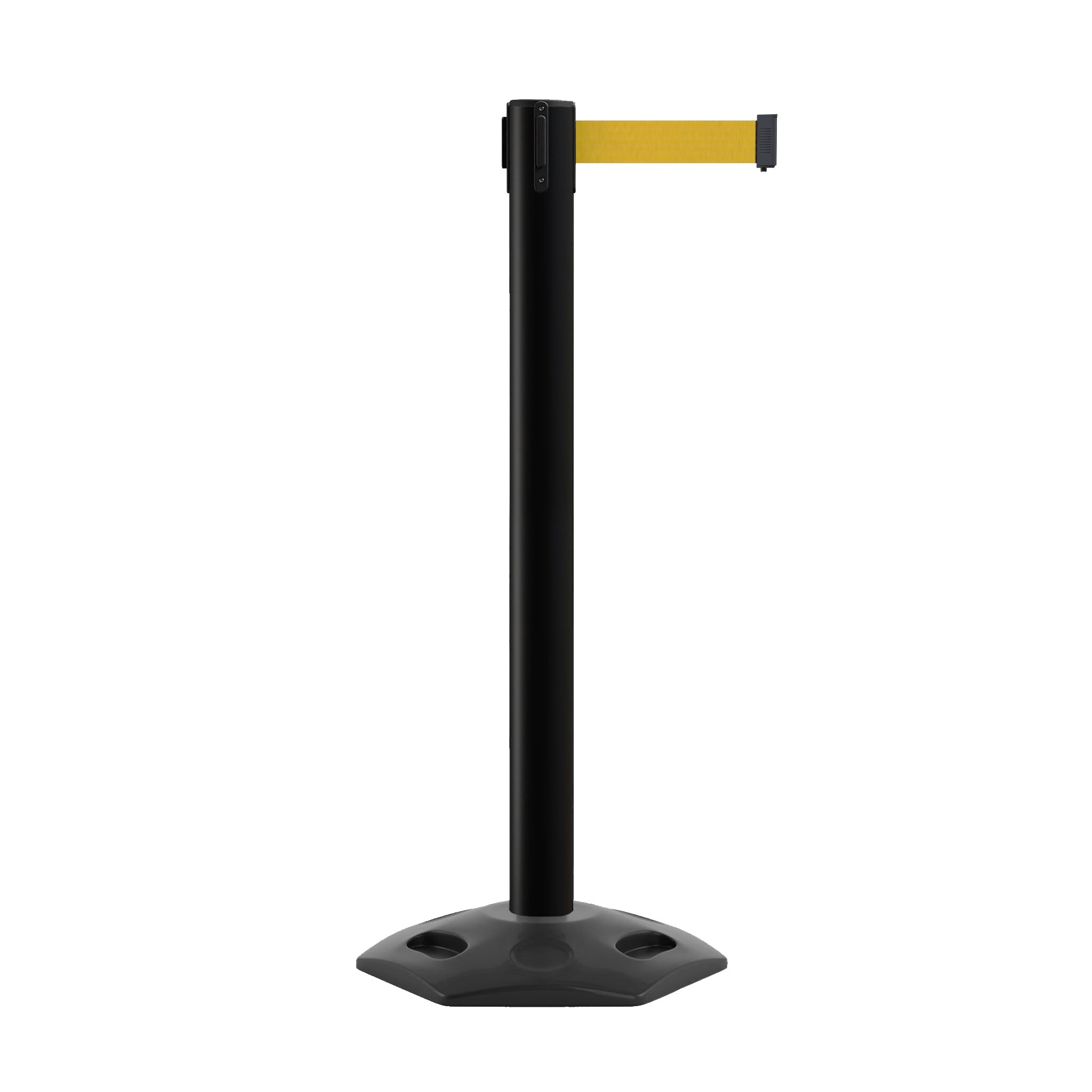 Retractable Belt Barrier Stanchion, Heavy - Duty Rubber Base, 16 ft Belt - Montour Line MSR650 - Crowd Control Warehouse