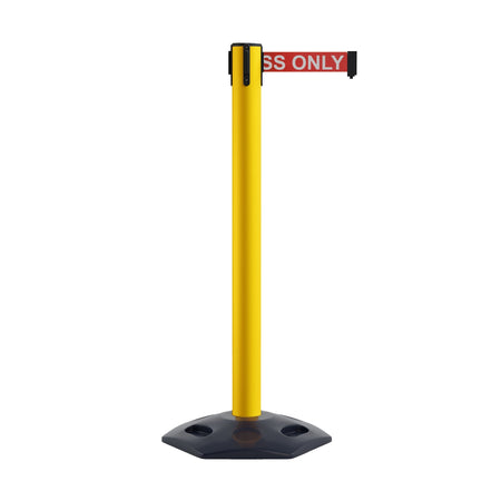 Retractable Belt Barrier Stanchion, Heavy - Duty Rubber Base, 16 ft Belt - Montour Line MSR650 - Crowd Control Warehouse