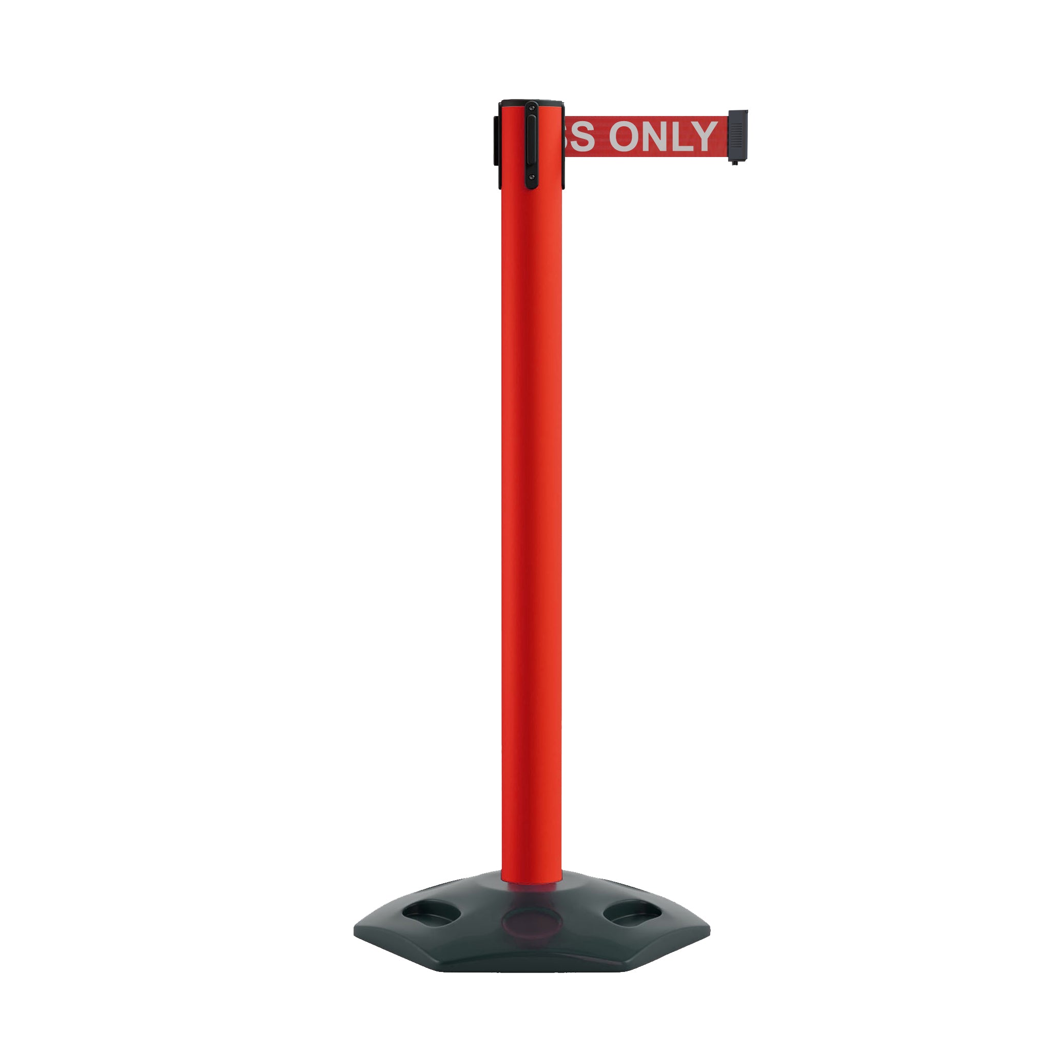 Retractable Belt Barrier Stanchion, Heavy - Duty Rubber Base, 16 ft Belt - Montour Line MSR650 - Crowd Control Warehouse