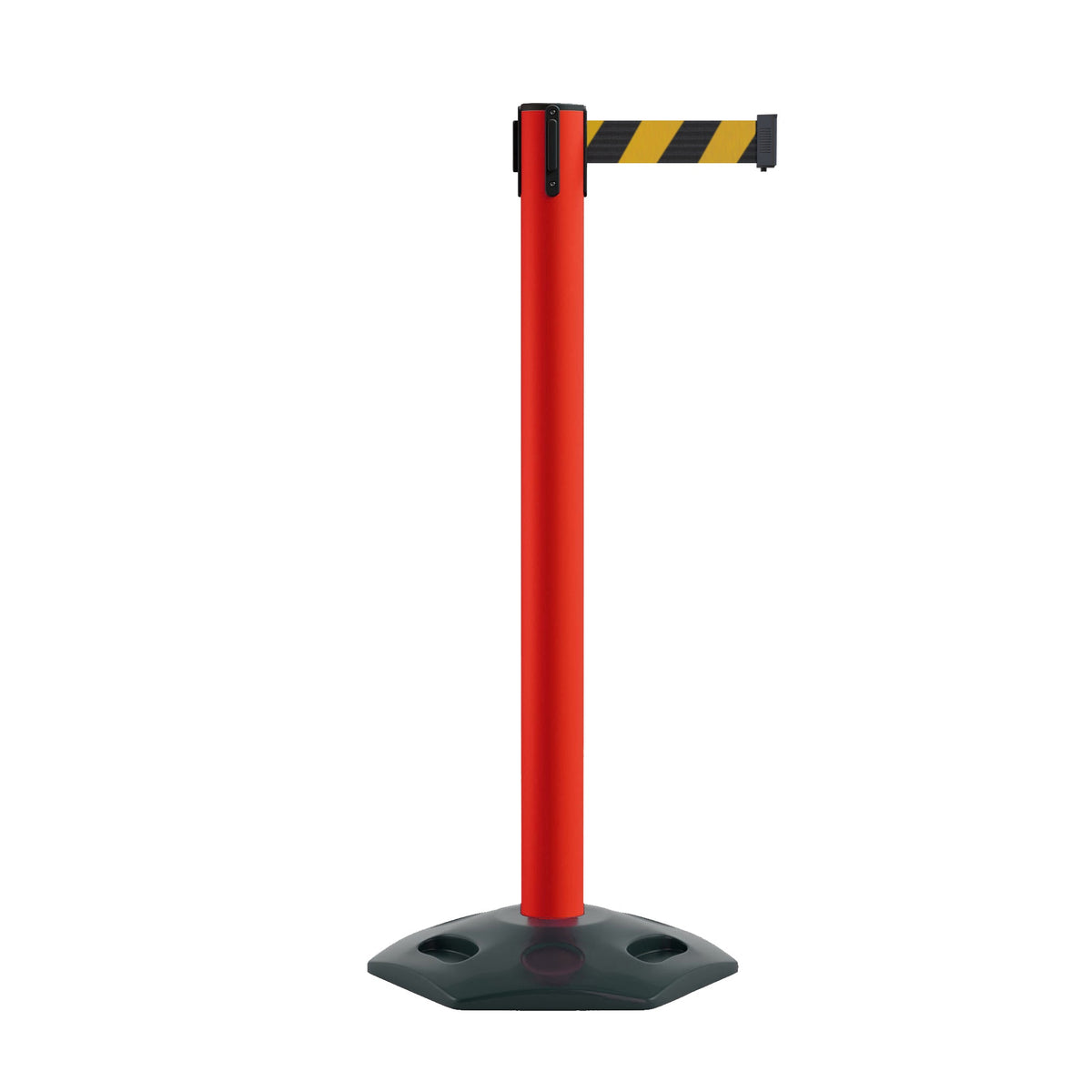 Retractable Belt Barrier Stanchion, Heavy - Duty Rubber Base, 16 ft Belt - Montour Line MSR650 - Crowd Control Warehouse
