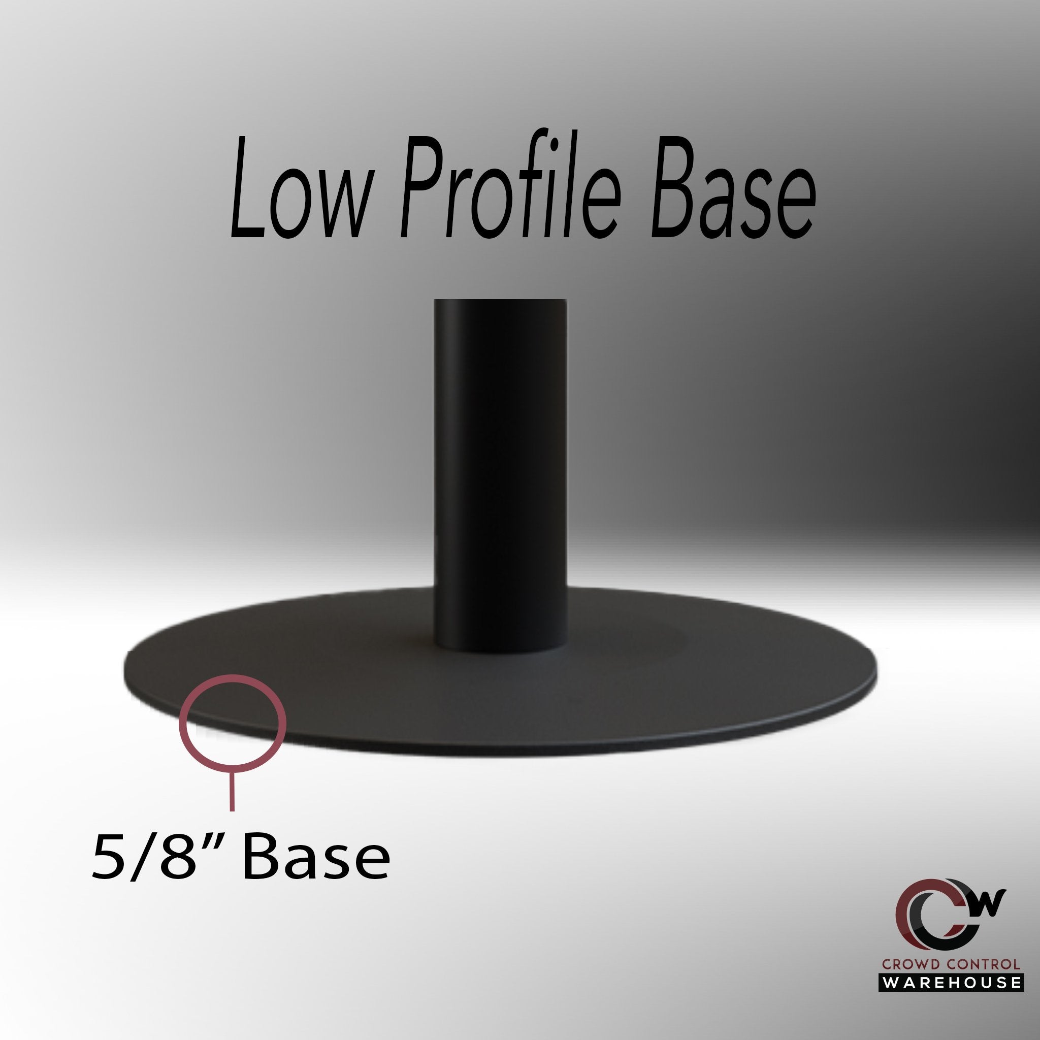 Retractable Belt Barrier Stanchion, Low Profile Steel Base, Black Post, 7.5 Ft. Belt - Montour Line MX630 - Crowd Control Warehouse