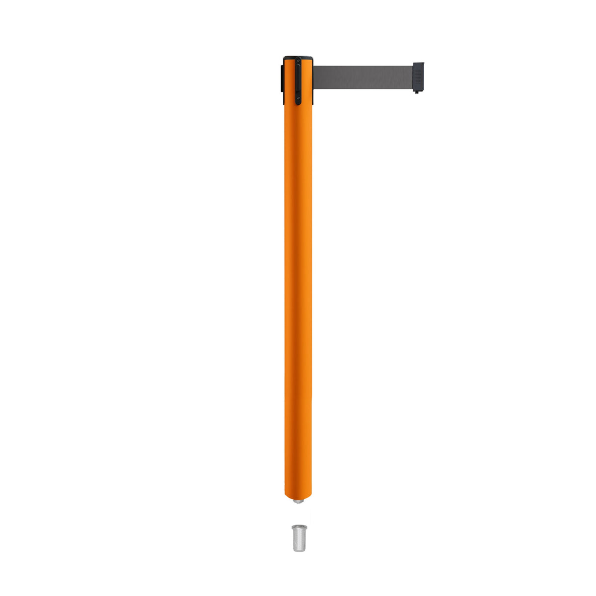 Retractable Belt Barrier Stanchion, Mini Socket Base, Orange Post, 13 ft Belt - Montour Line MSX630SK - Crowd Control Warehouse