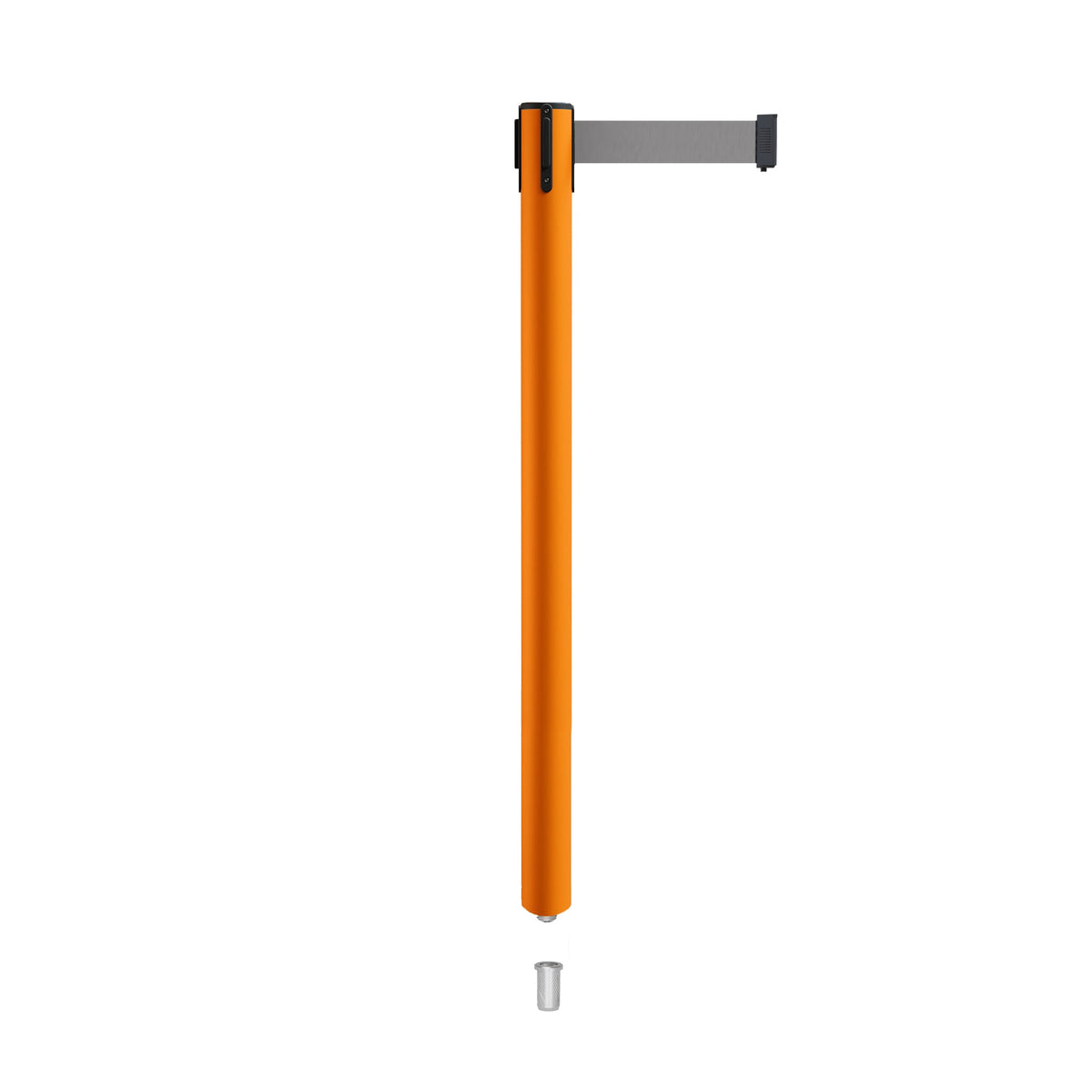 Retractable Belt Barrier Stanchion, Mini Socket Base, Orange Post, 13 ft Belt - Montour Line MSX630SK - Crowd Control Warehouse