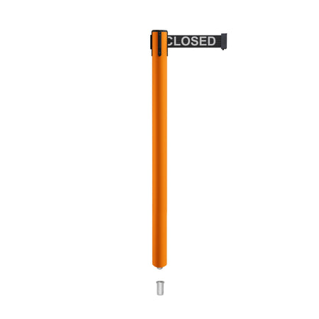 Retractable Belt Barrier Stanchion, Mini Socket Base, Orange Post, 7.5 ft Belt - Montour Line MSX630SK - Crowd Control Warehouse