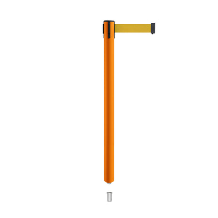 Retractable Belt Barrier Stanchion, Mini Socket Base, Orange Post, 7.5 ft Belt - Montour Line MSX630SK - Crowd Control Warehouse