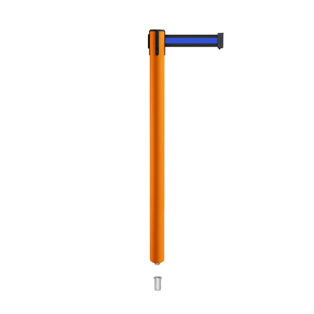 Retractable Belt Barrier Stanchion, Mini Socket Base, Orange Post, 9 ft Belt - Montour Line MSX630SK - Crowd Control Warehouse