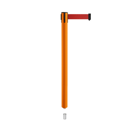 Retractable Belt Barrier Stanchion, Mini Socket Base, Orange Post, 9 ft Belt - Montour Line MSX630SK - Crowd Control Warehouse
