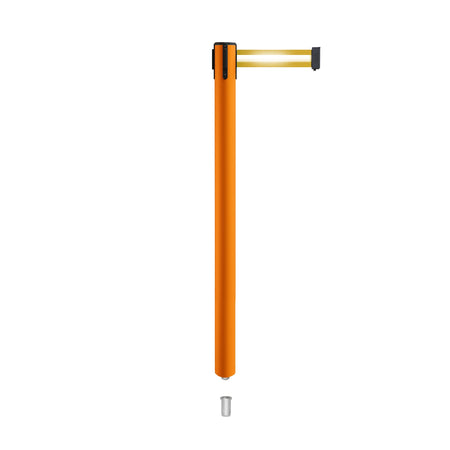 Retractable Belt Barrier Stanchion, Mini Socket Base, Orange Post, 9 ft Belt - Montour Line MSX630SK - Crowd Control Warehouse