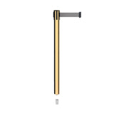 Retractable Belt Barrier Stanchion, Mini Socket Base, Polished Brass Post, 7.5 ft Belt - Montour Line MX630SK - Crowd Control Warehouse