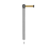 Retractable Belt Barrier Stanchion, Mini Socket Base, Polished Stainless Steel Post, 11 ft Belt - Montour Line MX630SK - Crowd Control Warehouse