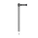 Retractable Belt Barrier Stanchion, Mini Socket Base, Polished Stainless Steel Post, 13 ft Belt - Montour Line MX630SK - Crowd Control Warehouse