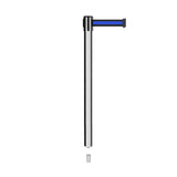Retractable Belt Barrier Stanchion, Mini Socket Base, Polished Stainless Steel Post, 9 ft Belt - Montour Line MX630SK - Crowd Control Warehouse